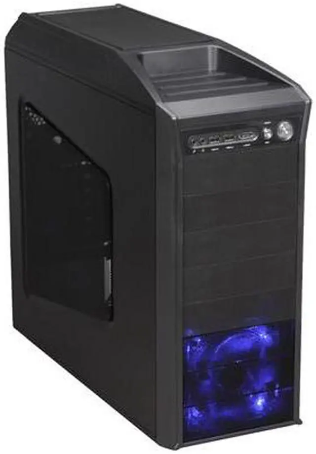 Main image of HEC Blitz Black Steel Edition ATX Mid Tower Computer Chassis Gaming Case w/ Front Blue LED 120mm Fan & Top 120mm Fan