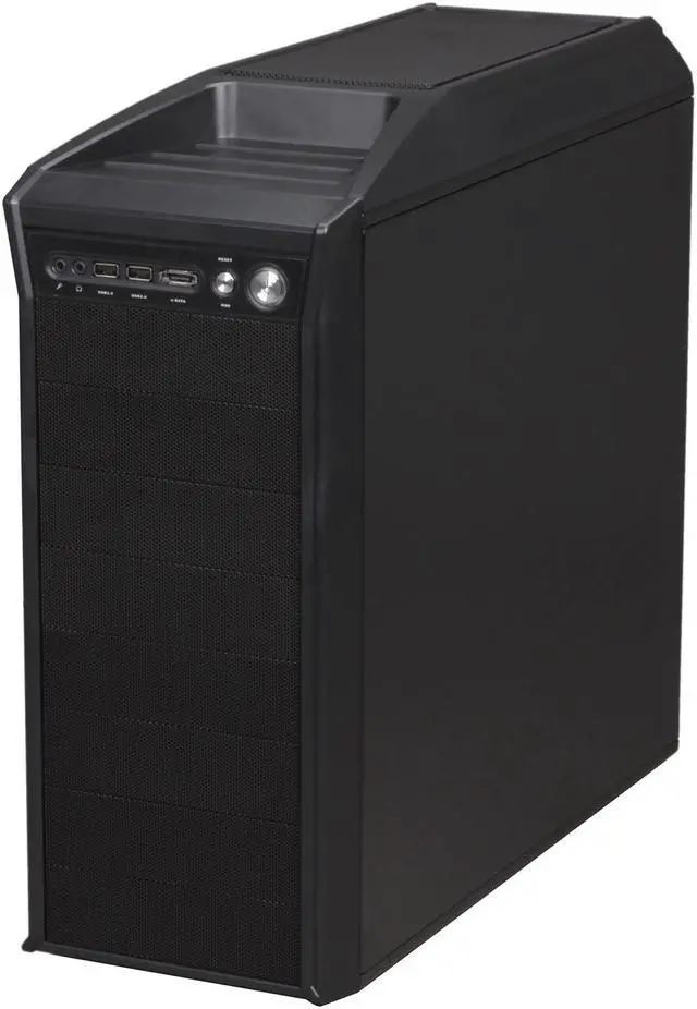 Alt view image 2 of 9 - HEC Blitz Black Steel Edition ATX Mid Tower Computer Chassis Gaming Case w/ Front Blue LED 120mm Fan & Top 120mm Fan