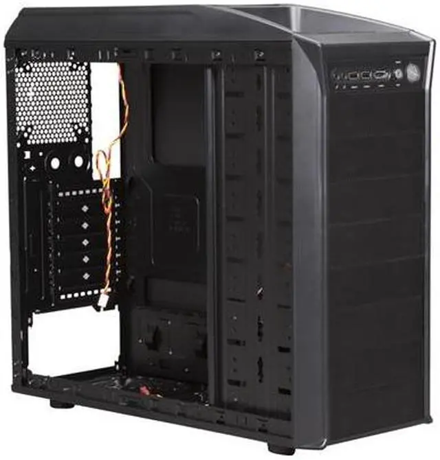 Alt view image 6 of 9 - HEC Blitz Black Steel Edition ATX Mid Tower Computer Chassis Gaming Case w/ Front Blue LED 120mm Fan & Top 120mm Fan