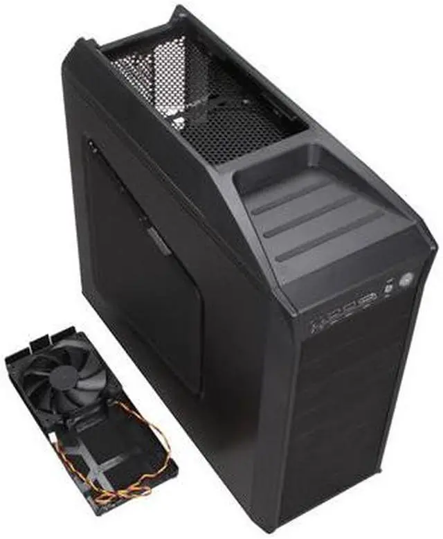 Alt view image 7 of 9 - HEC Blitz Black Steel Edition ATX Mid Tower Computer Chassis Gaming Case w/ Front Blue LED 120mm Fan & Top 120mm Fan