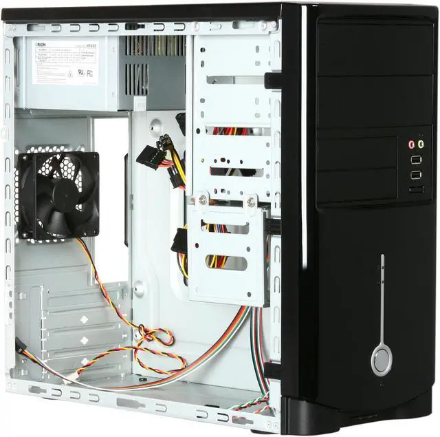 Alt view image 7 of 9 - HEC 6T Series 6T10LOH400 Black SECC Steel Micro ATX Mini Tower Computer Case with E-SATA included 400W Power Supply