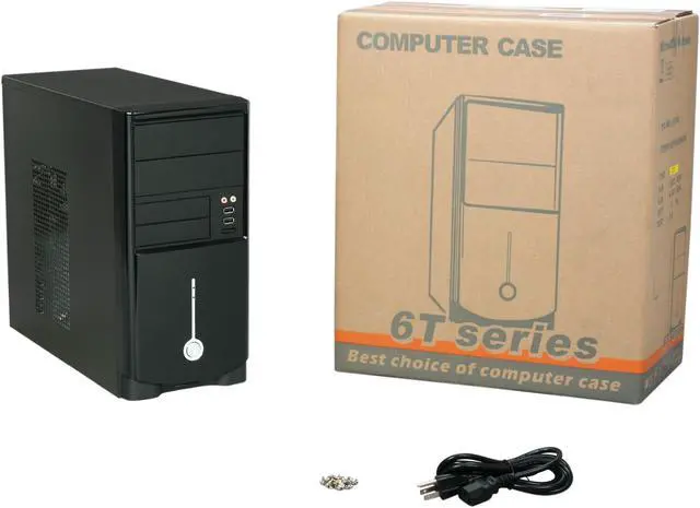 Alt view image 9 of 9 - HEC 6T Series 6T10LOH400 Black SECC Steel Micro ATX Mini Tower Computer Case with E-SATA included 400W Power Supply
