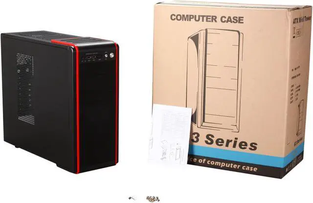 Alt view image 9 of 9 - HEC 63R3BR Black Steel ATX Mid Tower Computer Case - OEM