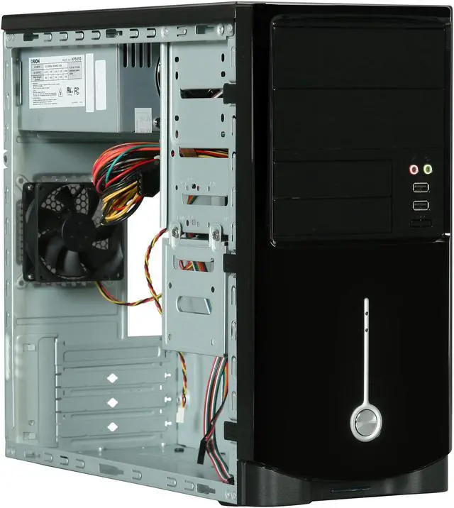 Alt view image 7 of 9 - HEC 6T Series 6T10LOH585 Black SECC Steel MicroATX Mini Tower Computer Case with HP585 Power Supply