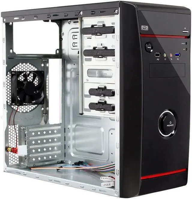 Alt view image 8 of 10 - HEC Vigilance-CIA Black 0.5 mm Thickness SGCC Micro ATX Mini Tower Computer Case with 8cm Fan, 1x USB3.0 and HD Audio
