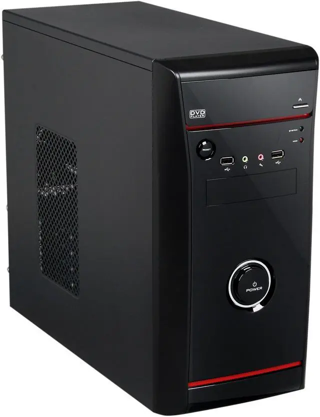 Main image of HEC Vigilance400 Black 0.5 mm Thickness SGCC Micro ATX Mini Tower Computer Case with Dual 8cm Fan, 2x USB2.0, Audio HP400 400W Power Supply