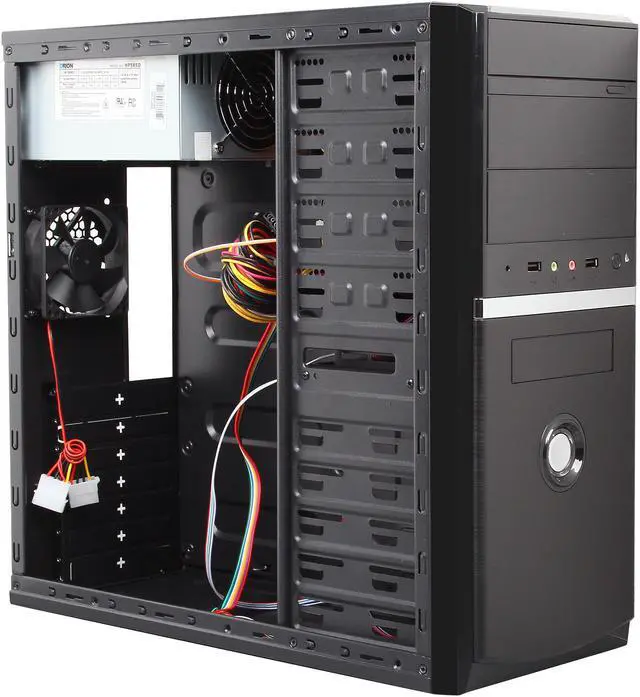 Alt view image 7 of 9 - Compucase EnterpriseH585 Black 0.5mm Thickness SECC Micro ATX/ ATX HEC Enterprise ATX tower case with front USB/Audio, rear 8cm Fan and Internal Black Coatin HP585DB Power Supply Power Supply
