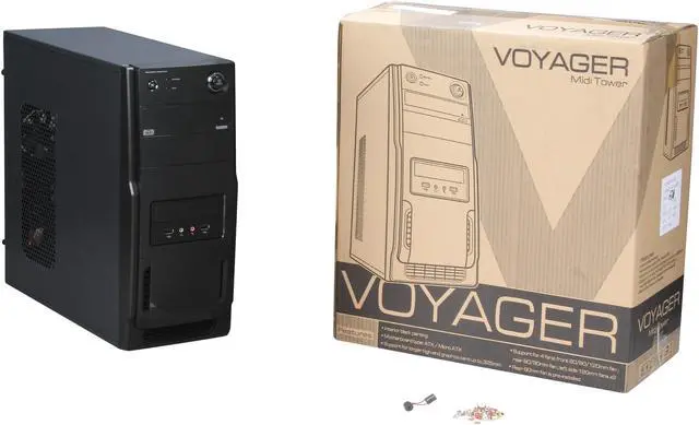 Alt view image 7 of 7 - Compucase Voyager Black 0.5 mm Thickness SECC ATX Mid Tower Steel ATX Tower Computer Case with HD Audio, 8cm Silent Fans and USB 2.0