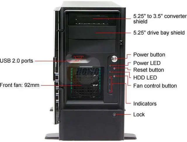 Alt view image 4 of 13 - CHENBRO SR10568-AL Pedestal Server Case 600W or above 3 External 5.25" Drive Bays - OEM