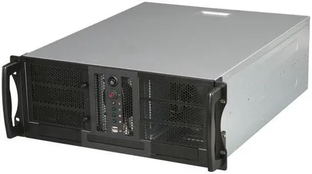Main image of CHENBRO RM41300-F Black & Silver 1.2 mm SGCC 4U Rackmount Open-Bay Chassis 3 External 5.25" Drive Bays