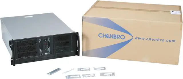 Alt view image 7 of 7 - CHENBRO RM41300-F Black & Silver 1.2 mm SGCC 4U Rackmount Open-Bay Chassis 3 External 5.25" Drive Bays