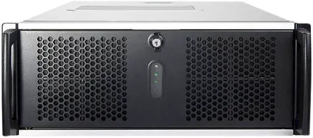 Main image of CHENBRO RM41300-F1 Black 1.2mm SGCC, ABS-HB 4U Rackmount No Power Supply 4U Open-bay Rackmount Server Chassis w/ 1x Door 3 External 5.25" Drive Bays