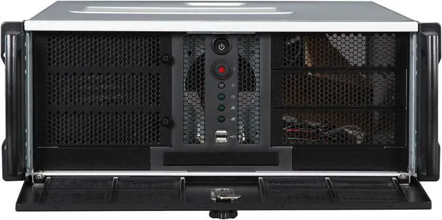Alt view image 2 of 8 - CHENBRO RM41300-FS81 Black Steel / Plastic 4U Rackmount Server Case for Tesla GPU 3 External 5.25" Drive Bays