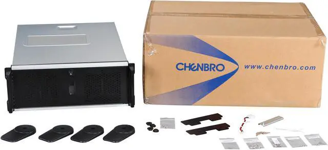 Alt view image 8 of 8 - CHENBRO RM41300-FS81 Black Steel / Plastic 4U Rackmount Server Case for Tesla GPU 3 External 5.25" Drive Bays