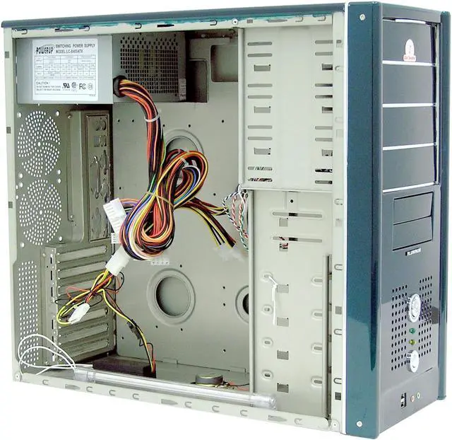 Alt view image 4 of 8 - ENERMAX CS-56881LBFS-D7 Dark Green SECC Steel (body), Aluminum (front panel) ATX Mid Tower Computer Case 400W Power Supply