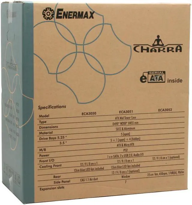 Alt view image 14 of 14 - ENERMAX Chakra ECA3052B Black SECC ATX Mid Tower Case Front I/O Interface w/1 eSata, 2 USB2.0 and Audio I/O Ports
