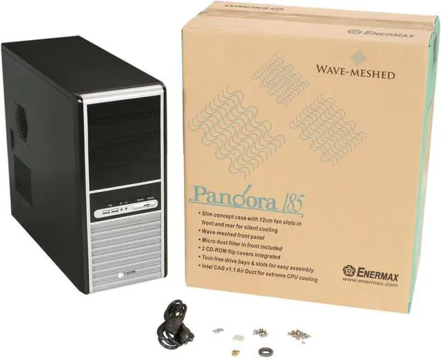 Alt view image 8 of 8 - ENERMAX PANDORA 185 ECA3070BS Black/ Silver SECC ATX Mid Tower Computer Case 400W Power Supply & Micro Dust Filter
