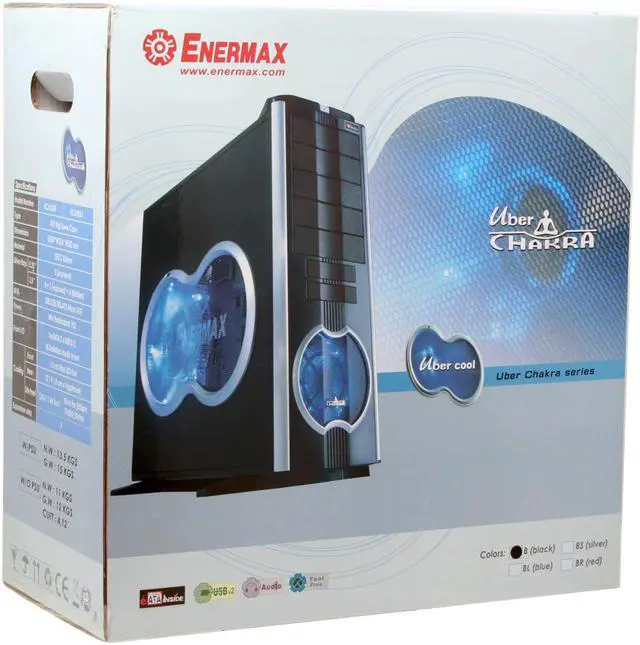 Alt view image 14 of 15 - ENERMAX Uber Chakra ECA5001B Black Aluminum / Steel Trim w/250mm Intake/Exhaust LED Monster Fan  ATX Full Tower Case w/Front I/O 1 eSATA, 4 USB2.0, Audio I/O