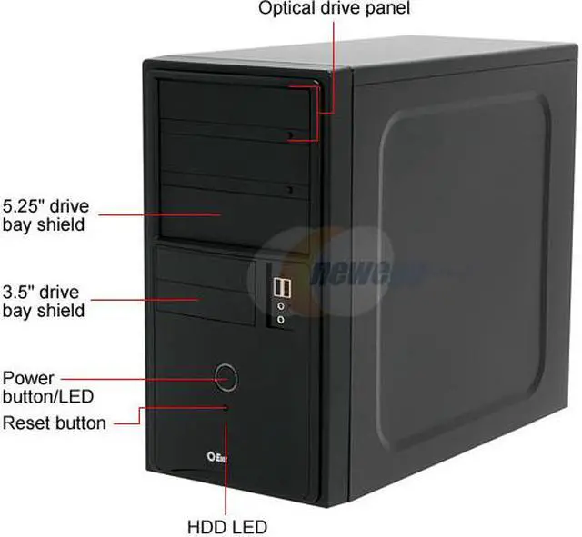 Alt view image 3 of 16 - ENERMAX VOSTOK ECA2020 Black 0.5mm SECC Steel Micro ATX Mid Tower Computer Case 350W Power Supply