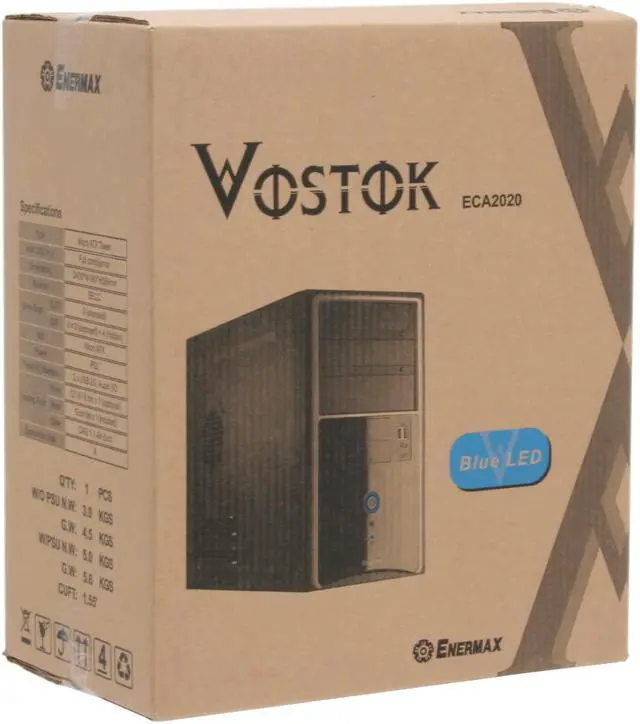 Alt view image 16 of 16 - ENERMAX VOSTOK ECA2020 Black 0.5mm SECC Steel Micro ATX Mid Tower Computer Case 350W Power Supply