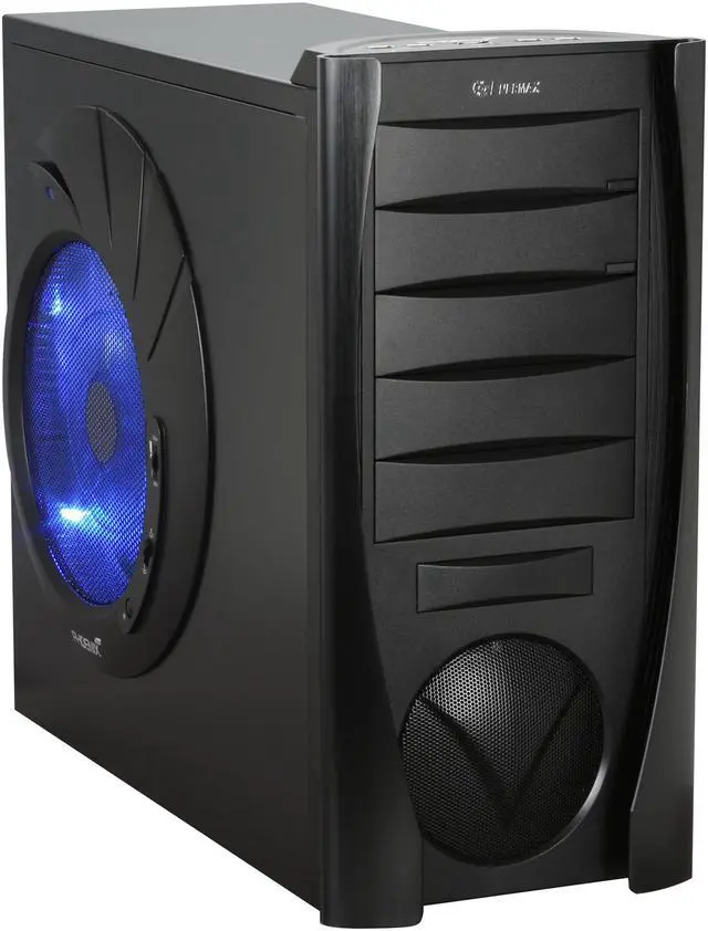 Main image of ENERMAX PHOENIX NEO ECA3162-B-BL Black Aluminum / Steel Trim w/250mm Intake/Exhaust LED Phoenix Fan  ATX Mid Tower Case w/Front I/O 1 eSATA, 4 USB2.0, HD Audio I/O