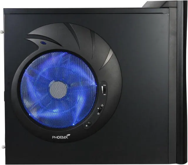 Alt view image 4 of 12 - ENERMAX PHOENIX NEO ECA3162-B-BL Black Aluminum / Steel Trim w/250mm Intake/Exhaust LED Phoenix Fan  ATX Mid Tower Case w/Front I/O 1 eSATA, 4 USB2.0, HD Audio I/O