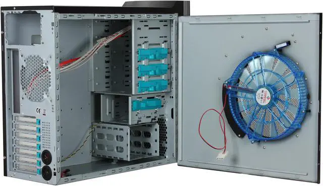 Alt view image 5 of 12 - ENERMAX PHOENIX NEO ECA3162-B-BL Black Aluminum / Steel Trim w/250mm Intake/Exhaust LED Phoenix Fan  ATX Mid Tower Case w/Front I/O 1 eSATA, 4 USB2.0, HD Audio I/O