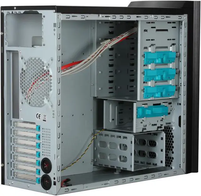 Alt view image 6 of 12 - ENERMAX PHOENIX NEO ECA3162-B-BL Black Aluminum / Steel Trim w/250mm Intake/Exhaust LED Phoenix Fan  ATX Mid Tower Case w/Front I/O 1 eSATA, 4 USB2.0, HD Audio I/O