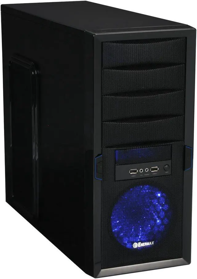 Main image of ENERMAX Staray ECA3170-BL Black Steel ATX Mid Tower Computer Case with 1 Apollish Blue LED Fan and Mesh Front