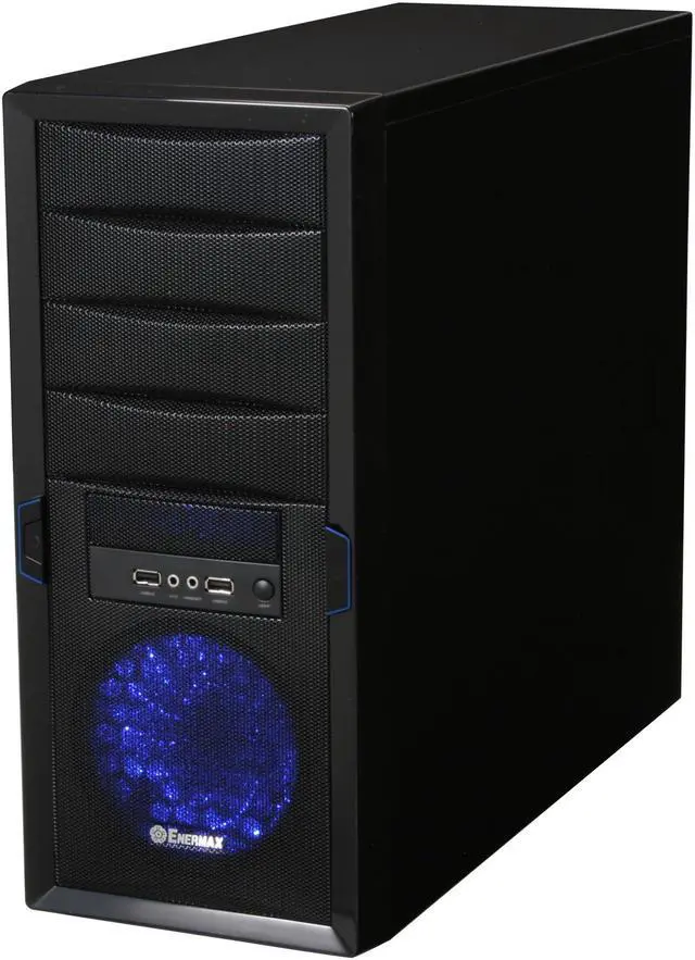 Alt view image 3 of 9 - ENERMAX Staray ECA3170-BL Black Steel ATX Mid Tower Computer Case with 1 Apollish Blue LED Fan and Mesh Front