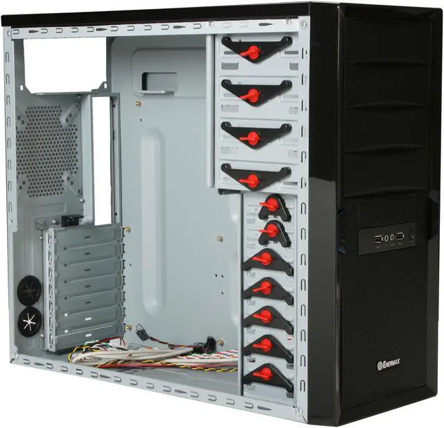 Alt view image 7 of 9 - ENERMAX Staray ECA3170-BL Black Steel ATX Mid Tower Computer Case with 1 Apollish Blue LED Fan and Mesh Front