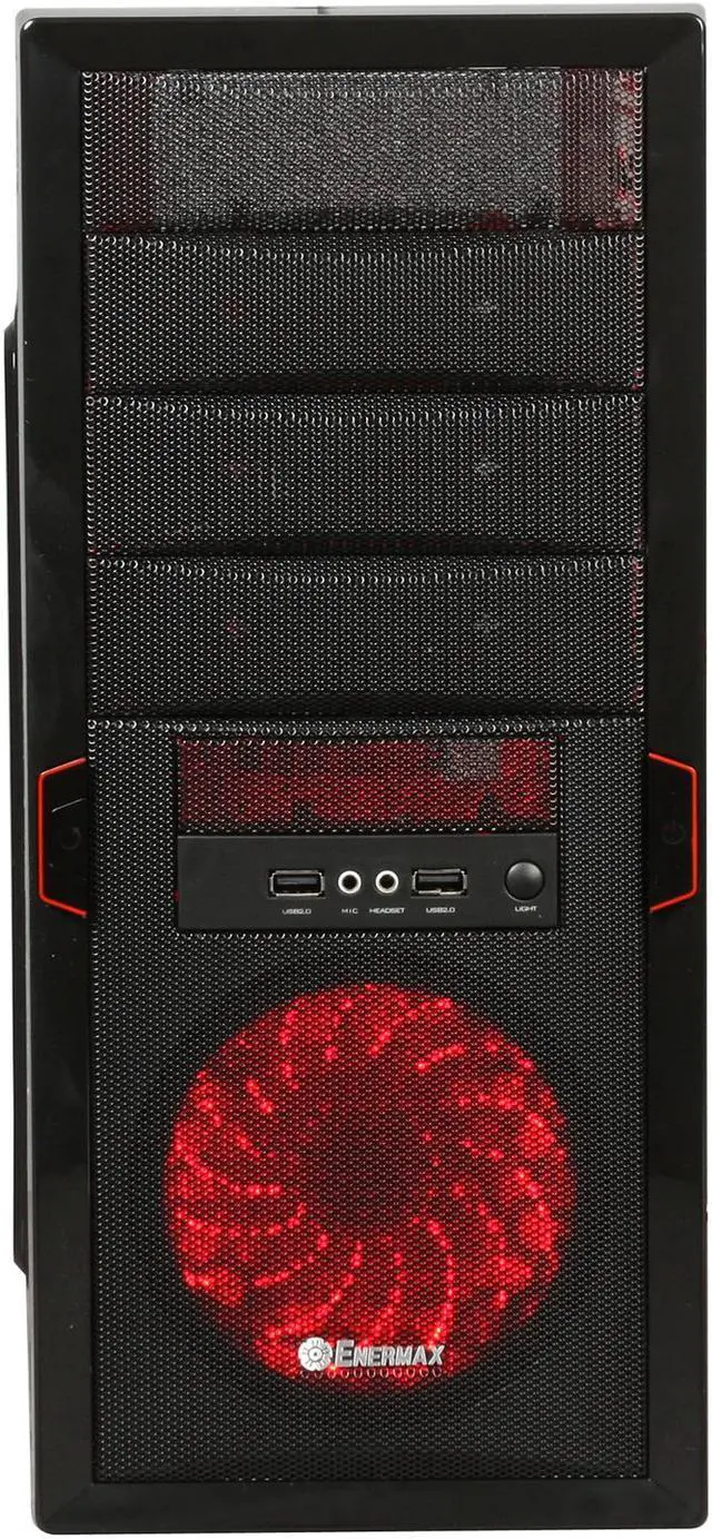 Alt view image 2 of 9 - ENERMAX Staray ECA3171-BR-AP Black Steel ATX Mid Tower Computer Case with 3 Apollish Red LED Fan and Mesh Front