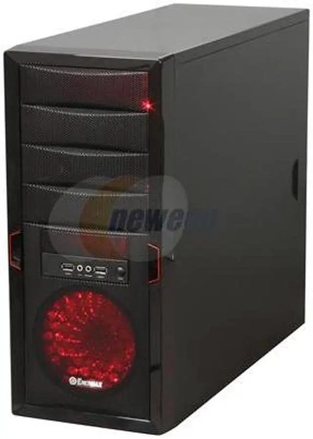 Alt view image 3 of 9 - ENERMAX Staray ECA3171-BR-AP Black Steel ATX Mid Tower Computer Case with 3 Apollish Red LED Fan and Mesh Front