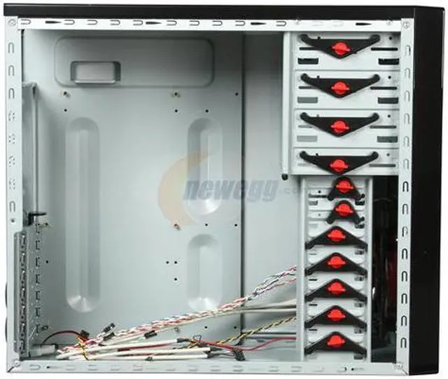 Alt view image 6 of 9 - ENERMAX Staray ECA3171-BR-AP Black Steel ATX Mid Tower Computer Case with 3 Apollish Red LED Fan and Mesh Front