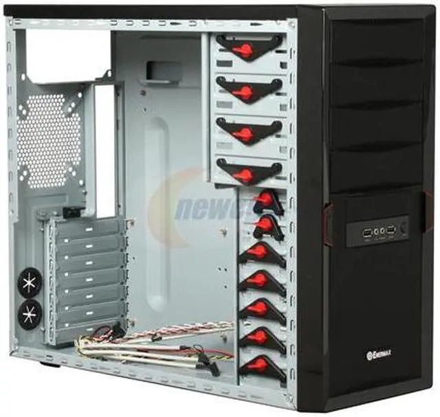 Alt view image 7 of 9 - ENERMAX Staray ECA3171-BR-AP Black Steel ATX Mid Tower Computer Case with 3 Apollish Red LED Fan and Mesh Front