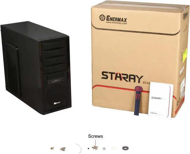 Alt view image 9 of 9 - ENERMAX Staray ECA3171-BR-AP Black Steel ATX Mid Tower Computer Case with 3 Apollish Red LED Fan and Mesh Front