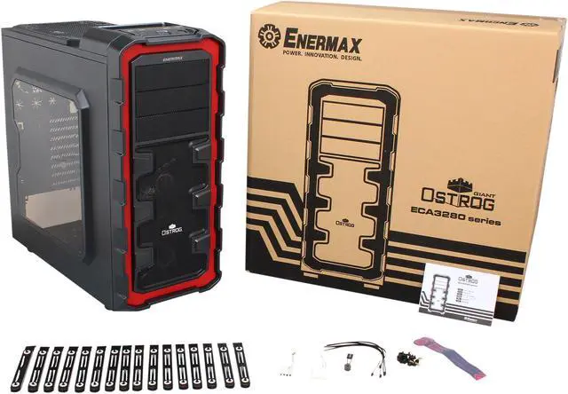 Alt view image 10 of 10 - ENERMAX Ostrog GT ECA3280A-BR Black / Red Steel / Plastic ATX Mid Tower Computer Case