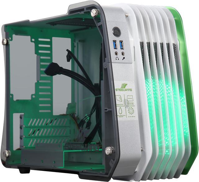 Enermax STEELWING Green LED Aluminum / Tempered Glass Micro ATX / Mini-ITX  Computer Case - ECB2010G