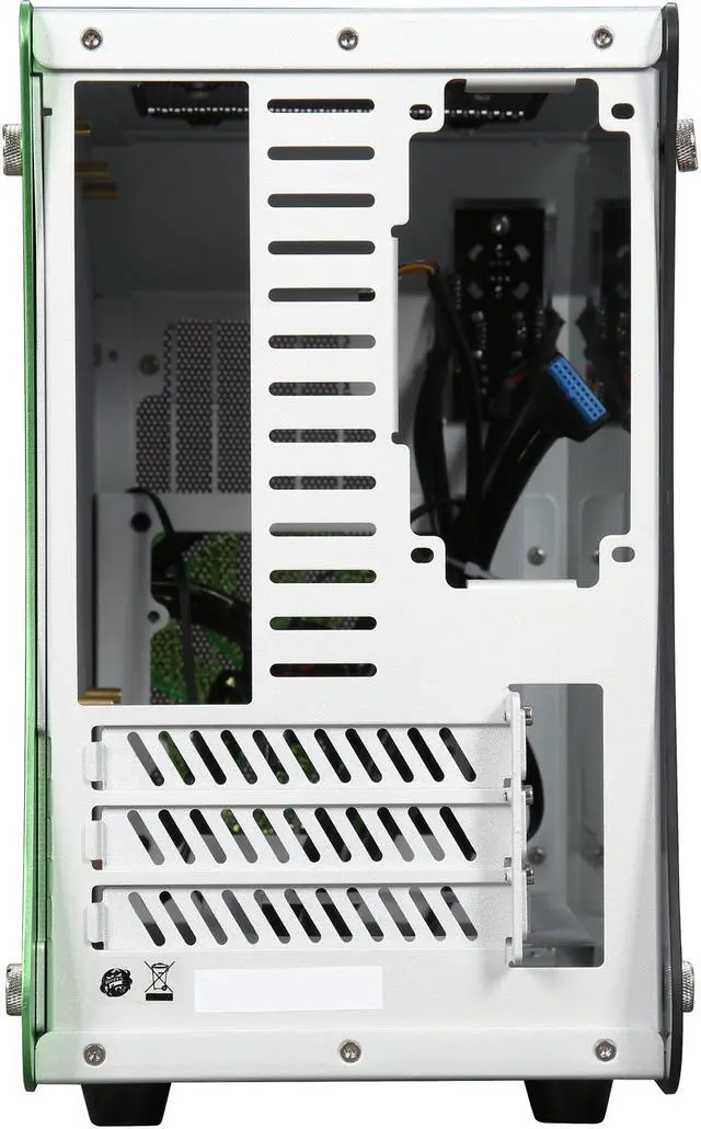 Alt view image 8 of 9 - Enermax STEELWING Green LED Aluminum / Tempered Glass Micro ATX / Mini-ITX Computer Case - ECB2010G