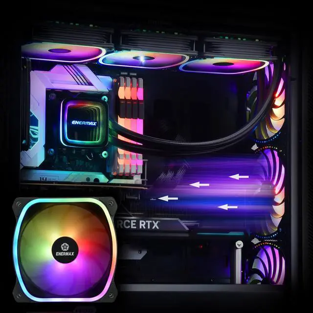 Alt view image 10 of 11 - Enermax StarryKnight SK30 - E-ATX Mid Tower PC Gaming Case - Mesh Front Panel & Tempered Glass Side Panel - 4X SquA ADV ARGB Fan - Built-in GPU Anti-Sag Bracket & RGB Lighting Hub