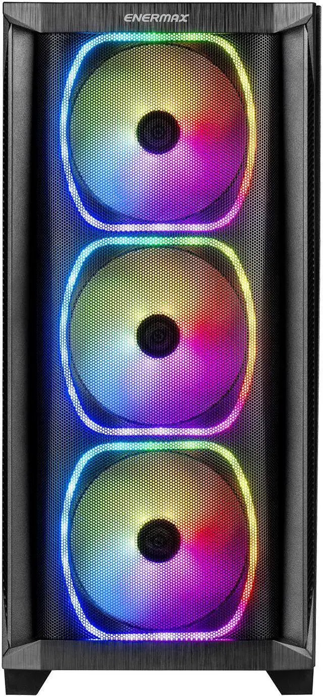 Alt view image 3 of 10 - Enermax StarryKnight SK30 V2 - E-ATX Mid Tower PC Gaming Case - Mesh Front Panel & Tempered Glass Side Panel - 4X SquA ADV ARGB PWM Fans - Built-in GPU Anti-Sag Bracket & RGB Lighting Hub