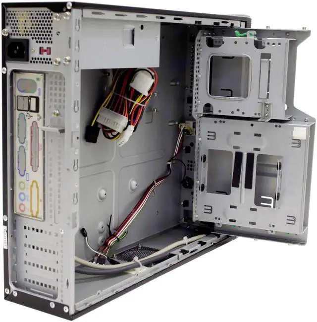 Alt view image 11 of 14 - Ever Case E1290B-L24 Black/Silver Steel Micro ATX Desktop Computer Case 240W Power Supply