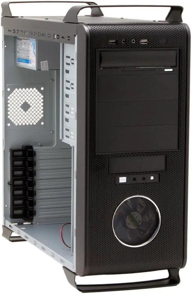 Alt view image 8 of 16 - ARK 6099S BK Black Steel ATX Mid Tower Computer Case 400W Power Supply