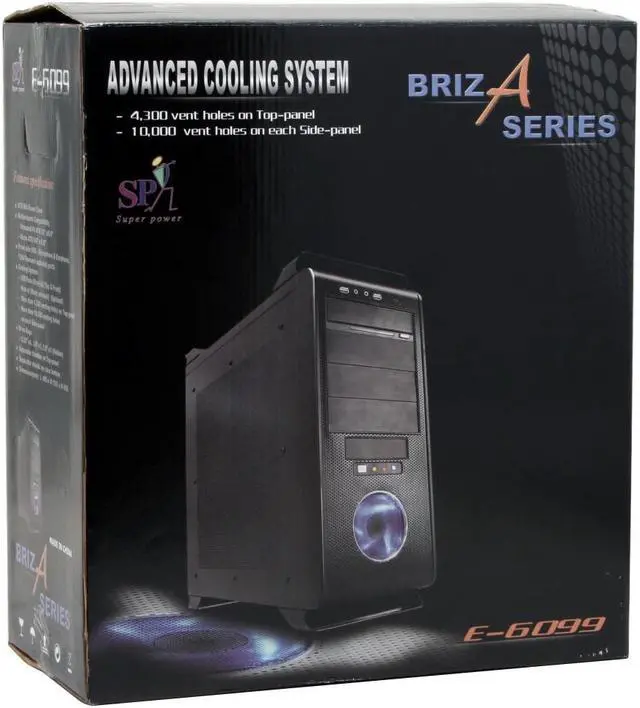 Alt view image 15 of 16 - ARK 6099S BK Black Steel ATX Mid Tower Computer Case 400W Power Supply