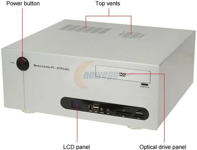 Silvertek Htpc ARK Silver Aluminum / Steel HTPC 400SA Silver ATX Media Center / HTPC ...