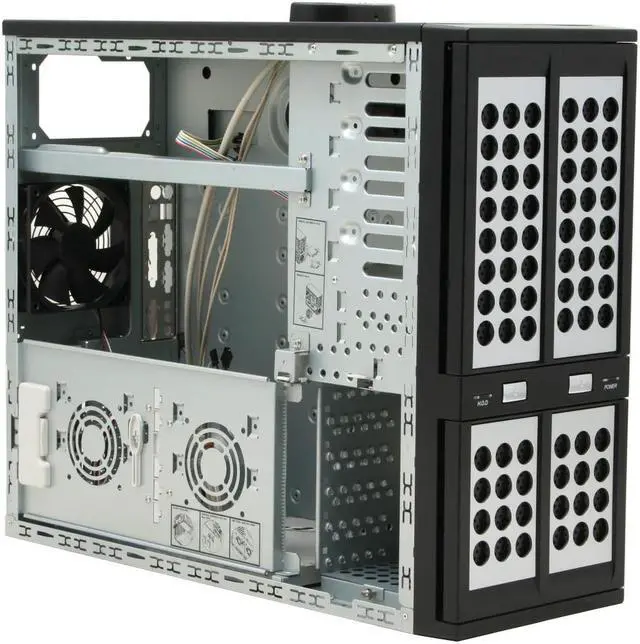 Alt view image 9 of 13 - ARK SR-8100BK Black Pedestal Server Case 4 External 5.25" Drive Bays