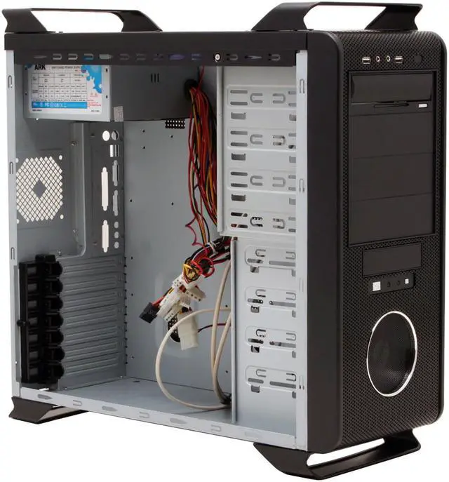 Alt view image 9 of 14 - ARK 6099-CA Black Steel ATX Mid Tower Computer Case 400W Power Supply