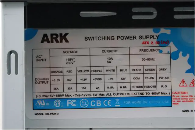 Alt view image 11 of 14 - ARK 6099-CA Black Steel ATX Mid Tower Computer Case 400W Power Supply