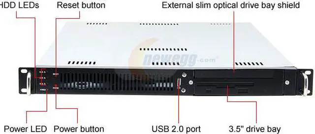 Alt view image 3 of 11 - ARK IPC-1U-600 Black 1U Rackmount Server Case 1 External 5.25" Drive Bays