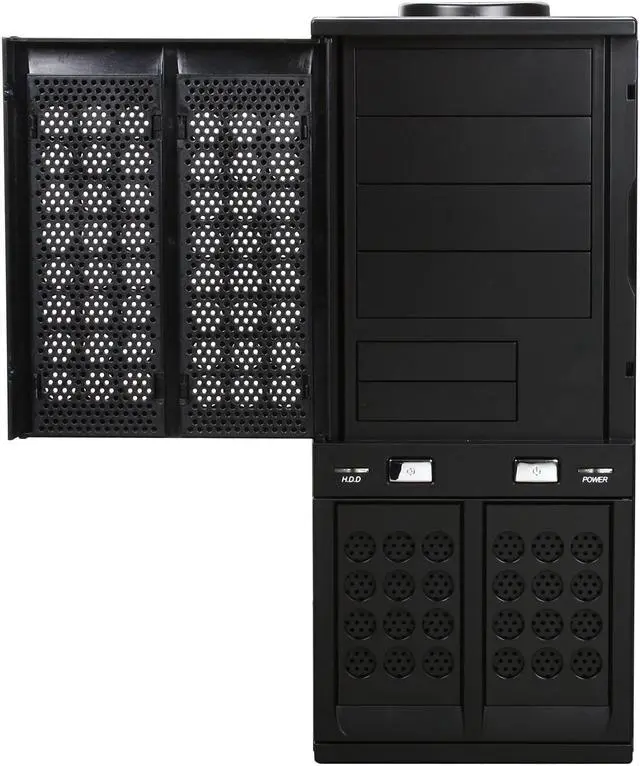 Alt view image 2 of 10 - ARK SR-801BK Pedestal Server Case 4 External 5.25" Drive Bays